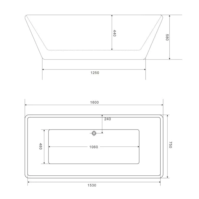 Badkar Bathlife Ideal Fristående Rakt Vit 4 Badkar Bathlife Ideal Fristående Rakt Vit - Bild 2