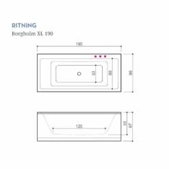 Badkar Swebad Borgholm Standard -golvshop Försäljningsbutik borgholm xl 190 ritning c593f336 4879 454c 8e14 857b18db513f