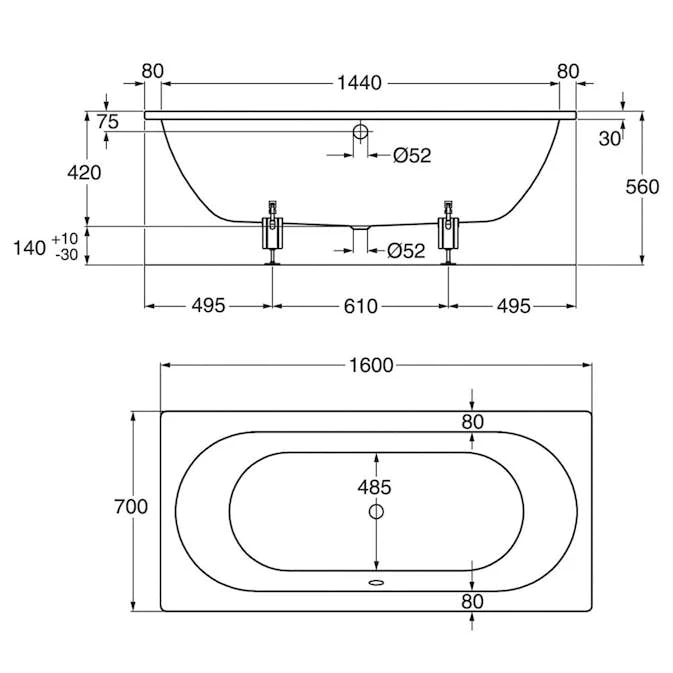 Inbyggnadsbadkar Gustavsberg 1600 Duo 7 Inbyggnadsbadkar Gustavsberg 1600 Duo - Bild 5