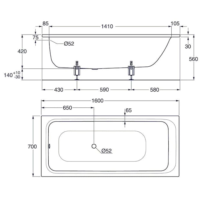 Inbyggnadsbadkar Gustavsberg 1600 Kombi 7 Inbyggnadsbadkar Gustavsberg 1600 Kombi - Bild 5
