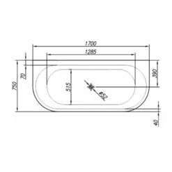 Badkar Comfornette Isabella -golvshop Försäljningsbutik isabella 170x75 ritning 2 cb16fb41 c4ec 4935 b187 160f03a68a12
